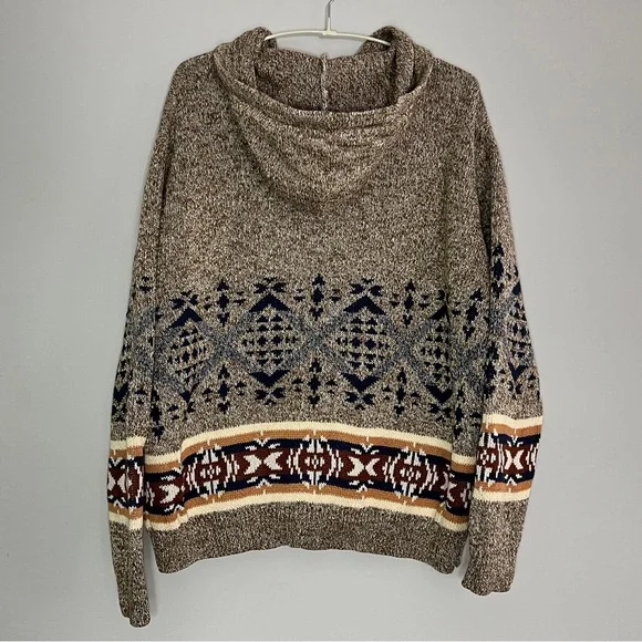 Lucky Brand Patterned Hooded Sweater – Tan, XL - Picture 5 of 11